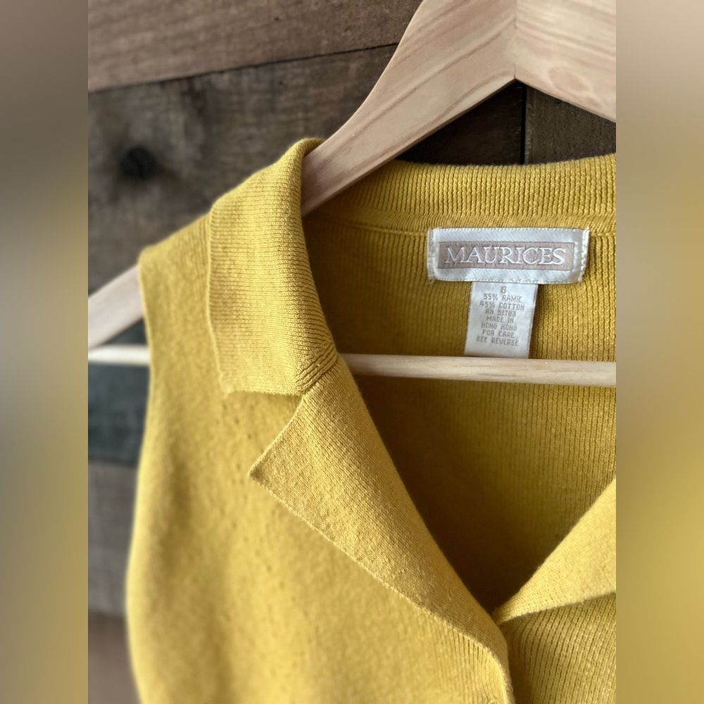 Vintage 90s Maurices Yellow Knit Sweater Vest – Collared Button Top – Size M - Picture 6 of 8